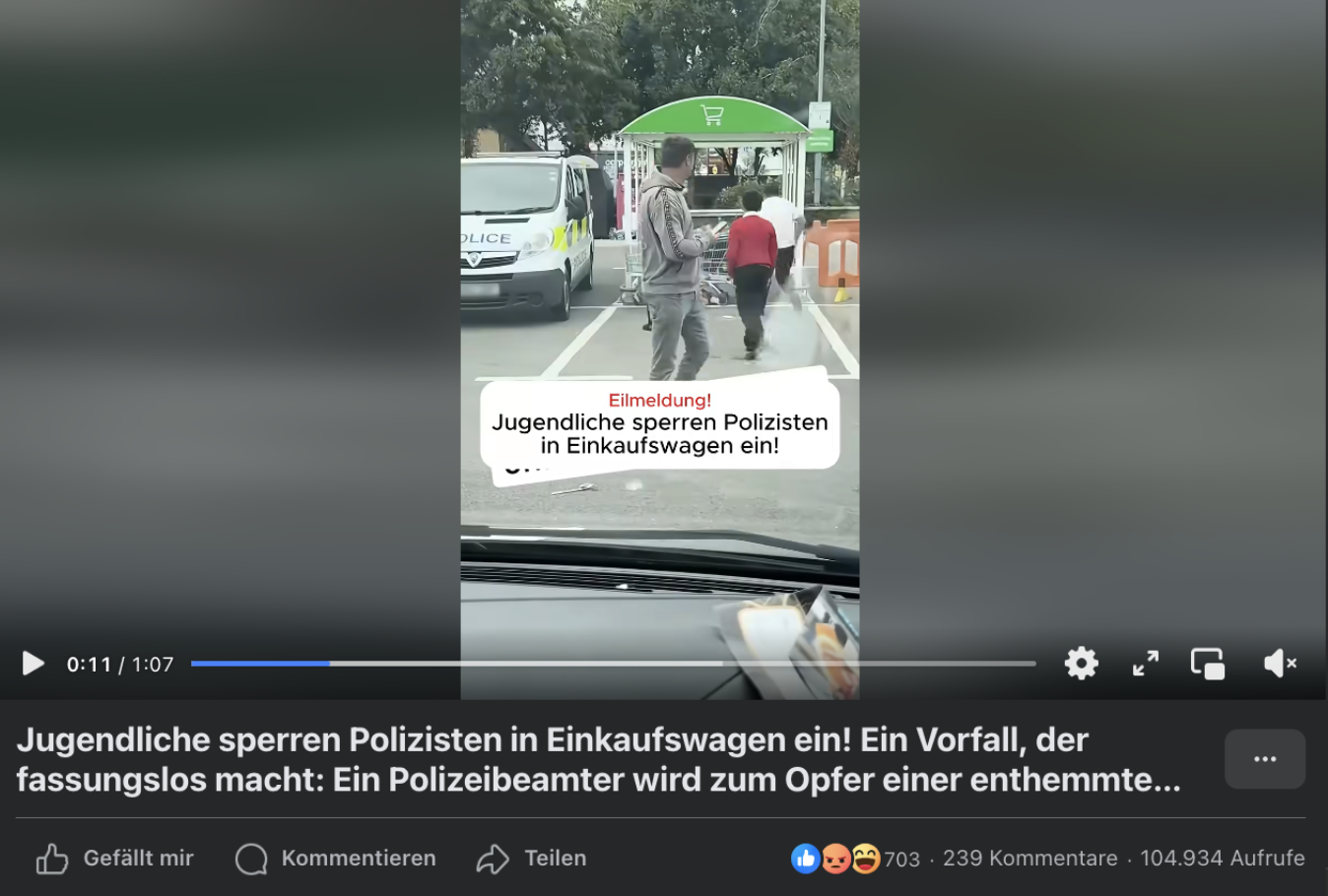 Facebook-Beitrag mit der Behauptung