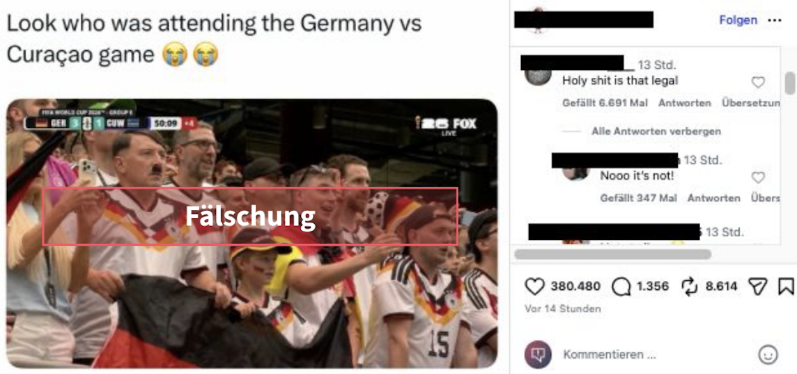 Instagram-Beitrag mit Bild des angeblichen Deutschland-Fans