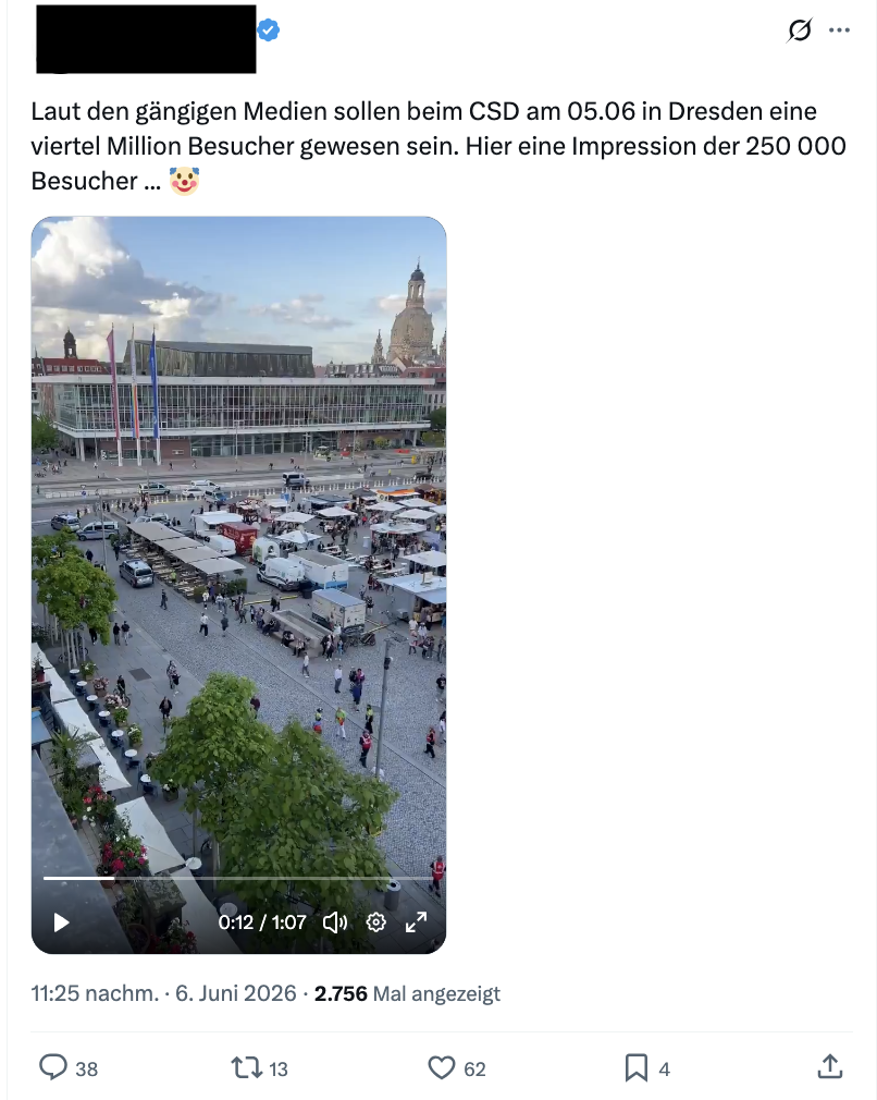 X-Beitrag mit der Behauptung