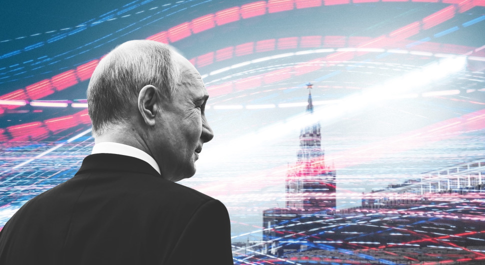 Russland führt einen hybriden Krieg gegen den Westen. Collage: Ivo Mayr / CORRECTIV, Fotos: Alexander Kazakov / picture alliance / TASS & unsplash.com