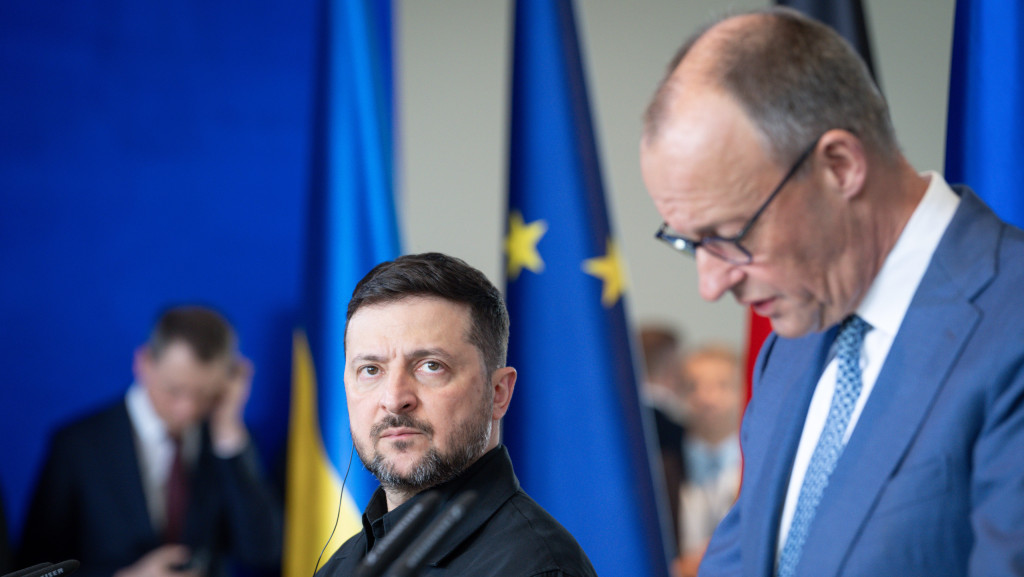 Der ukrainische Präsident Wolodymyr Selenskyj und Bundeskanzler Friedrich Merz am 14. April bei den Deutsch-Ukrainischen Regierungskonsultationen im Bundeskanzleramt in Berlin