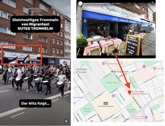 Screenshots aus dem Video und von dem Restaurant in London