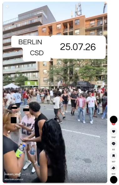 Dieses Tiktok-Video soll den Angriff auf den CSD in Berlin zeigen, doch das ist nicht der Fall