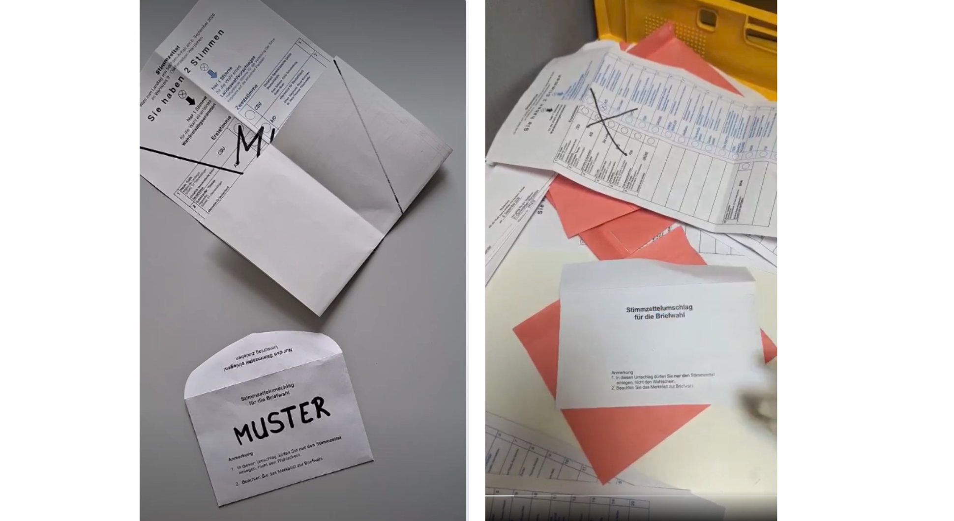 Briefwahl Sachsen-Anhalt: Vergleich Stimmzettel-Muster und Video