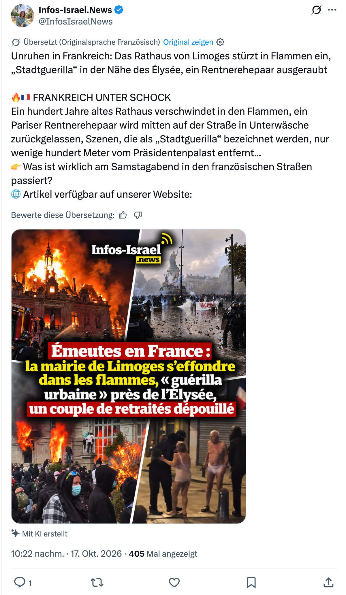 Dieser Beitrag auf X könnte der Ursprung des Bildes sein, dass in Sozialen Netzwerken viral ging