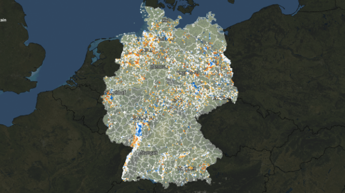 Das Bild zeigt eine Deutschlandkarte mit allen Grundwassermessstellen, die CORRECTIV ausgewertet hat.