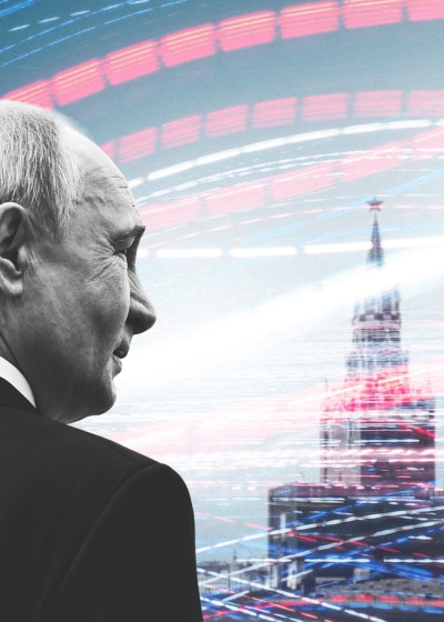 Russland führt einen hybriden Krieg gegen den Westen. Collage: Ivo Mayr / CORRECTIV, Fotos: Alexander Kazakov / picture alliance / TASS & unsplash.com